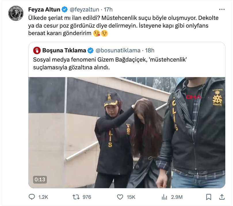 feyza altun dan gizem bagdacicek in gozaltina alinmasi ile ilgili sert tepki